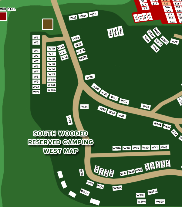 South Wooded Reserved Campground East Map